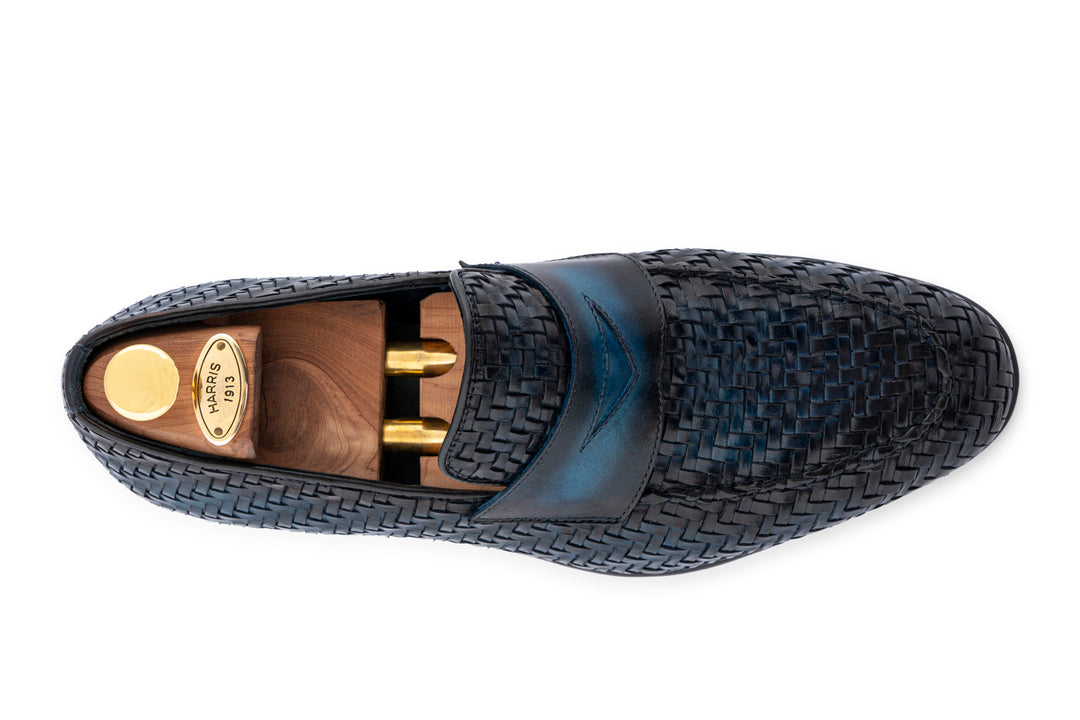 Points à la main Moccasin en cuir tissé à la main