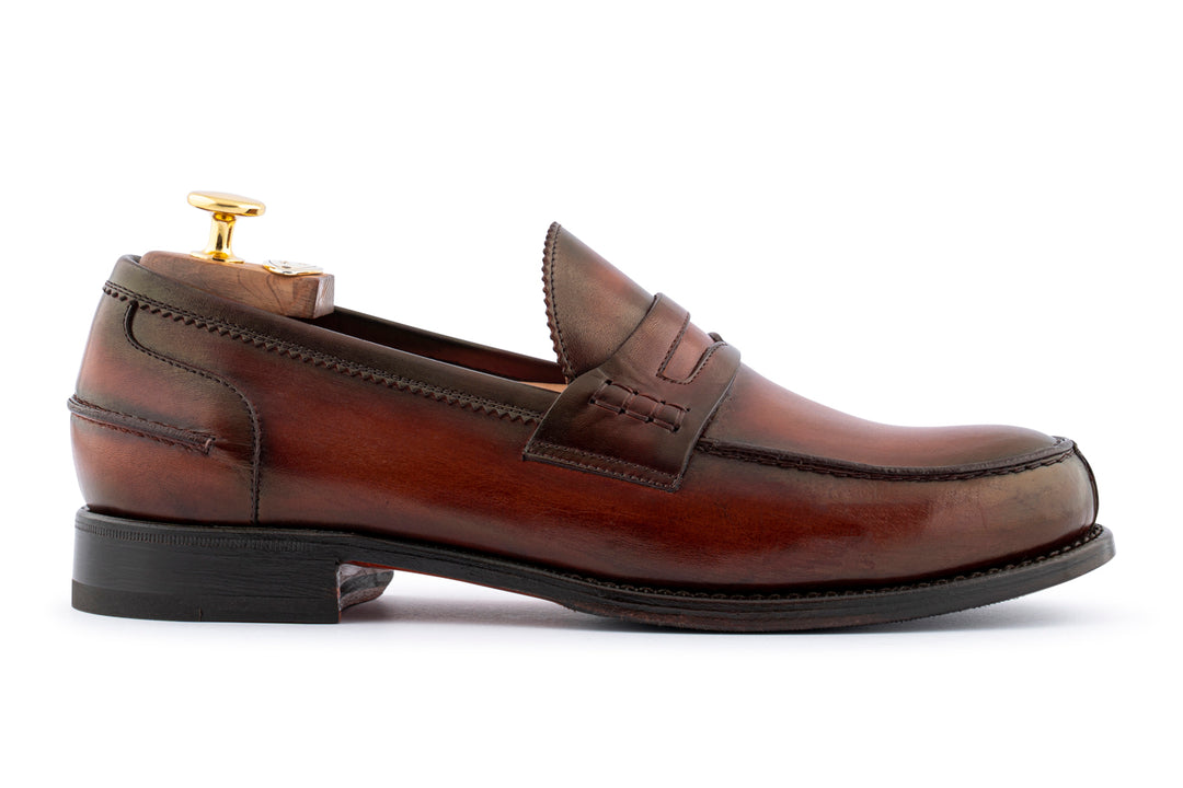 Hand -painted leather moccasin