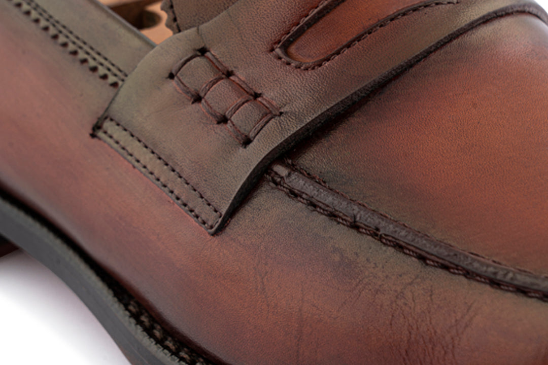 Hand -painted leather moccasin