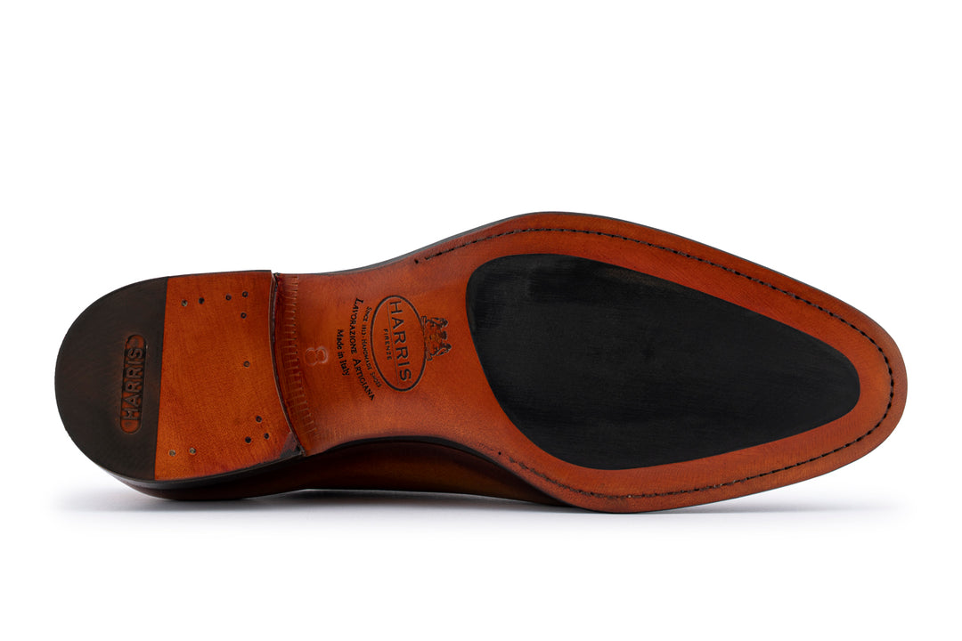 Stringata in pelle dipinta a mano