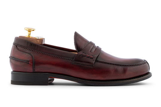 Hand -painted leather moccasin