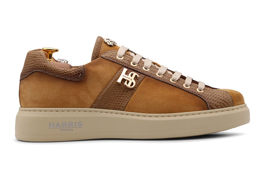 Sneakers in pelle scamosciata sfumata a mano