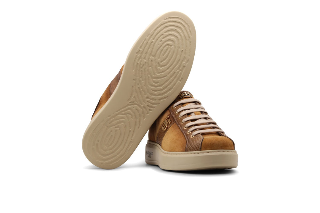 Sneakers in pelle scamosciata sfumata a mano