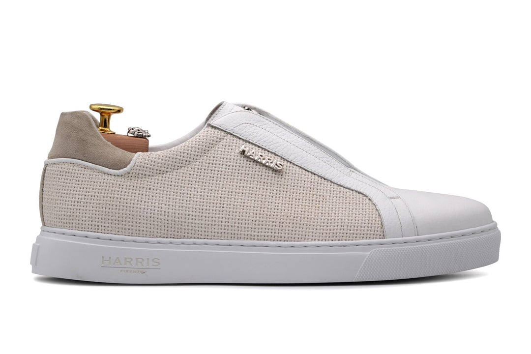 Sneakers Slipon in Leinwand und Leder
