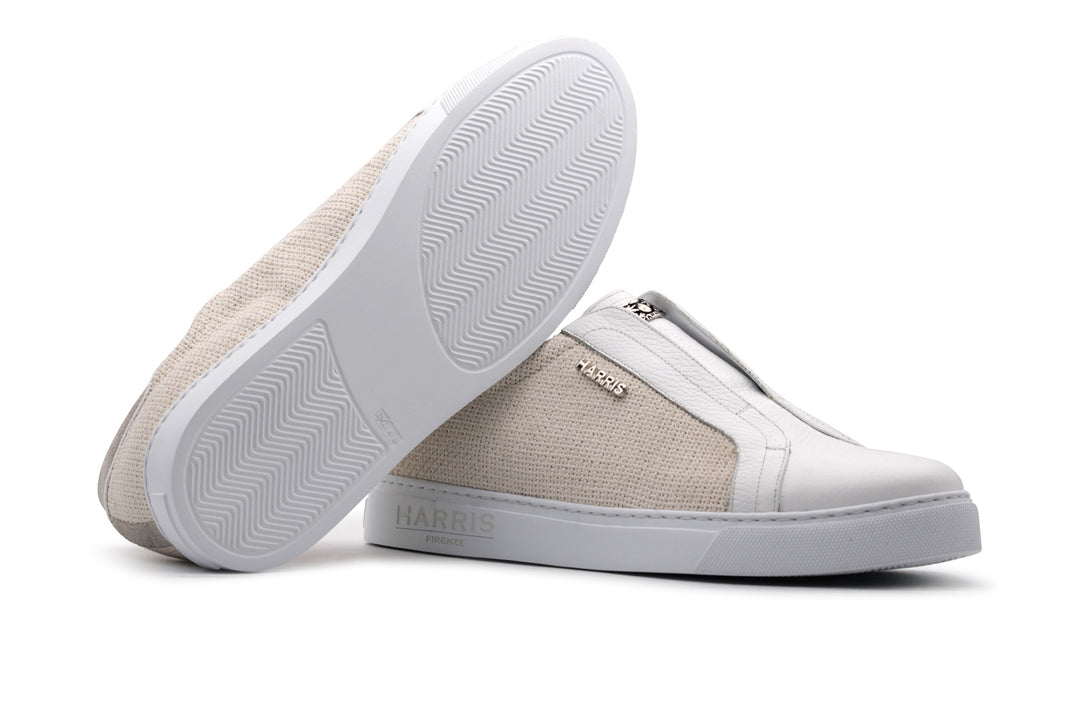 Sneakers Slipon in Leinwand und Leder