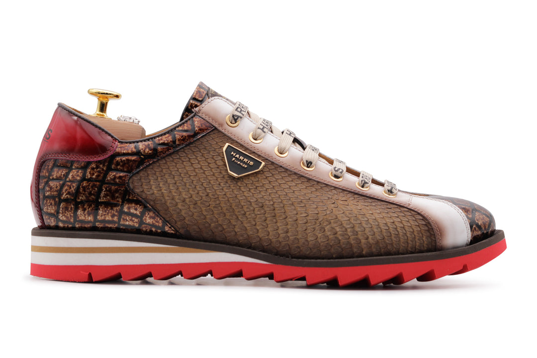Sneakers in pitone ed effetto coccodrillo