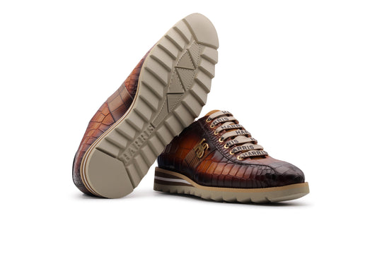 Crocodile Effet en cuir baskets