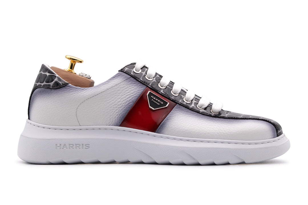 Soft leather sneakers with crocodile effect