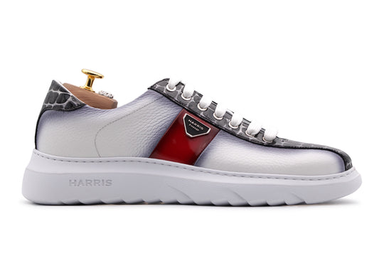 Soft leather sneakers with crocodile effect