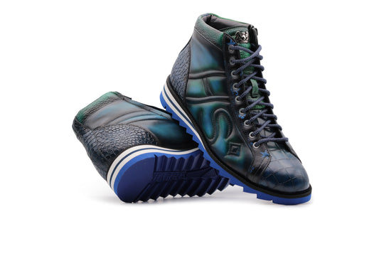 Polacchino in hand painted leather