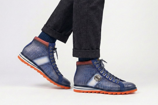 Bottine en cuir effet crocodile