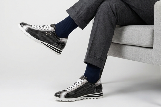 Baskets effet crocodile et perforées