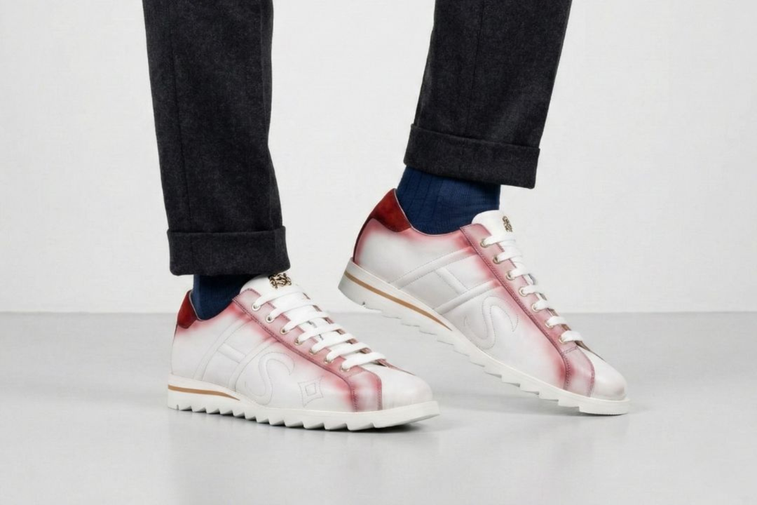 Sneaker en cuir nuancé et daim