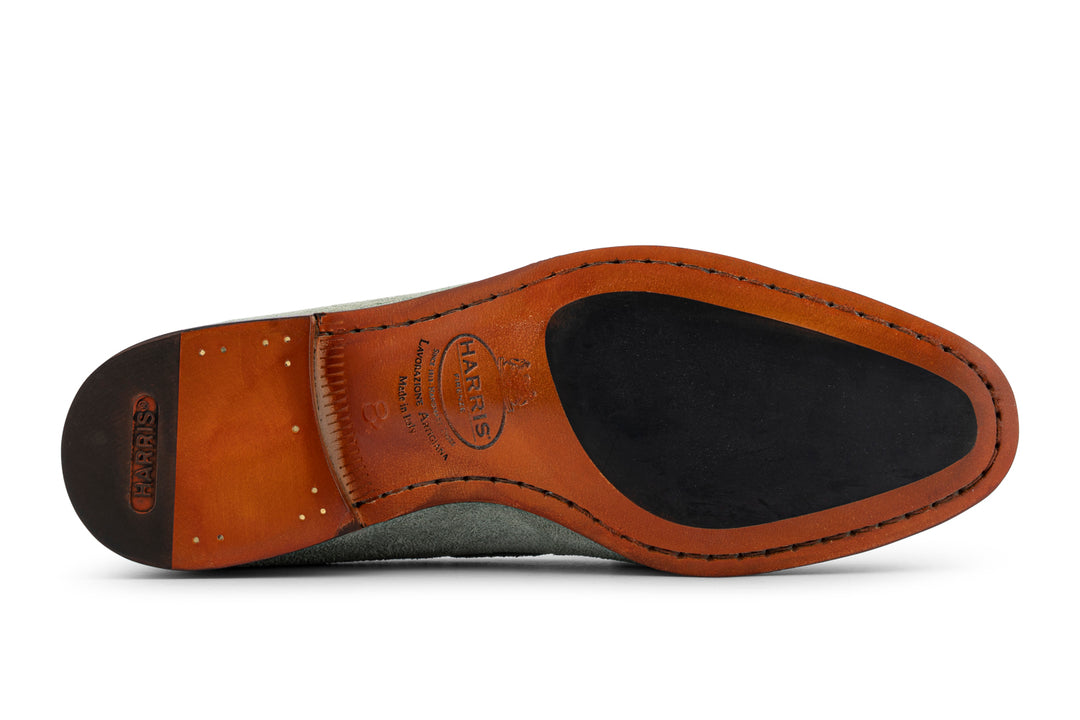 Mocassino in suede con pon pon Salvia