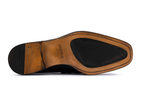 Mocassino classico in pelle pieno fiore Nero