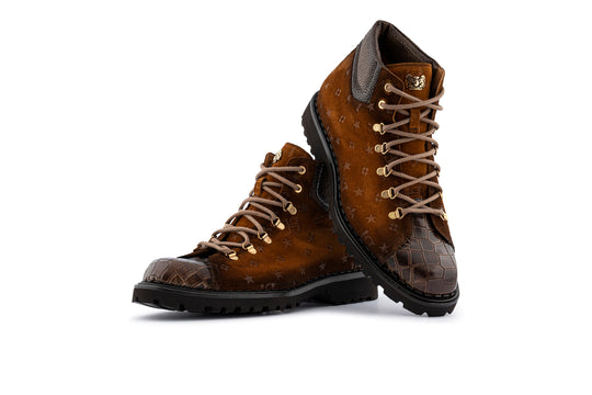 Polacchino in crocodile effect leather