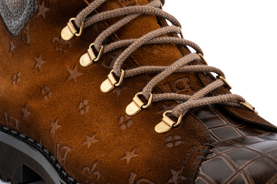 Polacchino in crocodile effect leather
