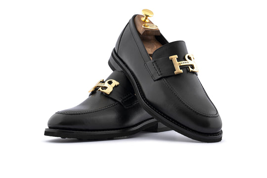 Mocasín piel estampado negro