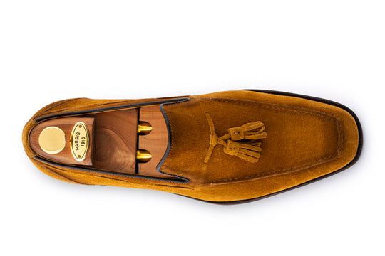 Mocassino in suede con pon pon