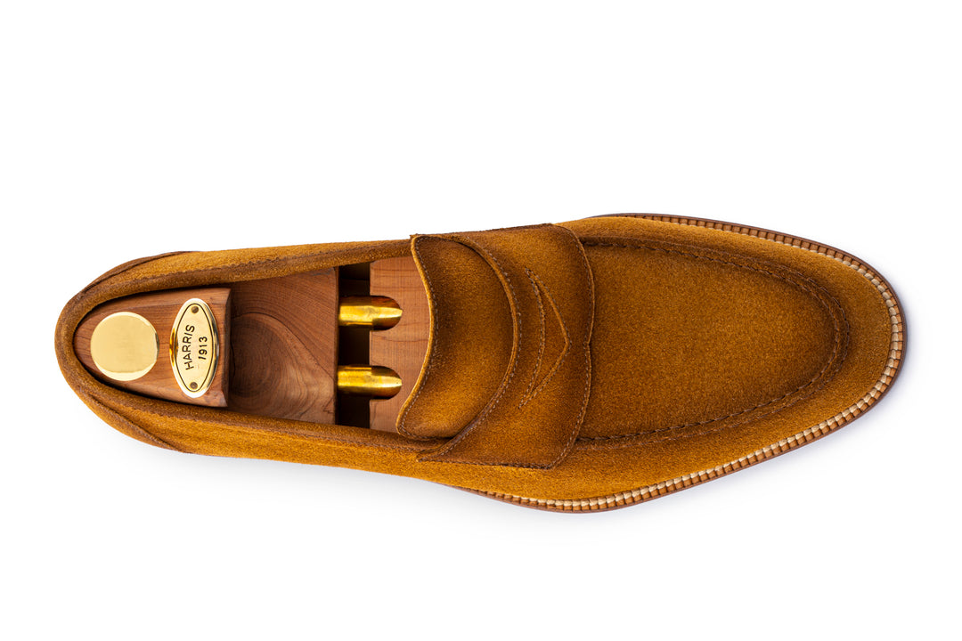 Mocassino in suede anticato a mano