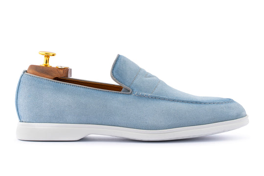 Suede moccasin and rubber sole
