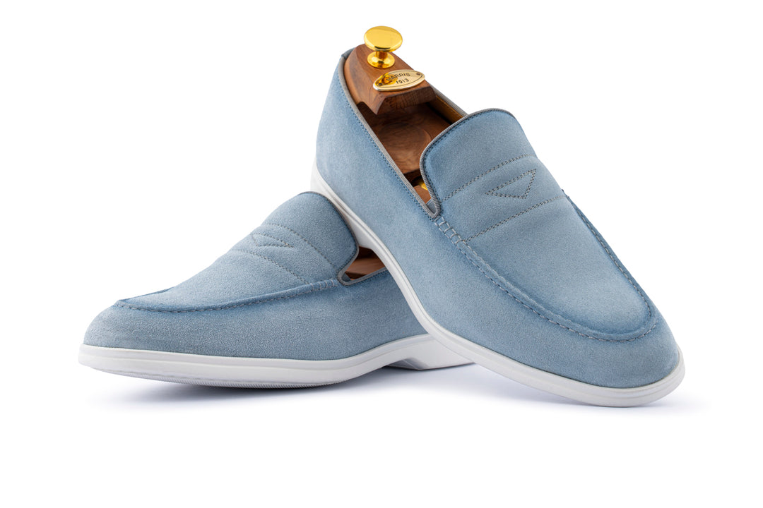 Suede moccasin and rubber sole
