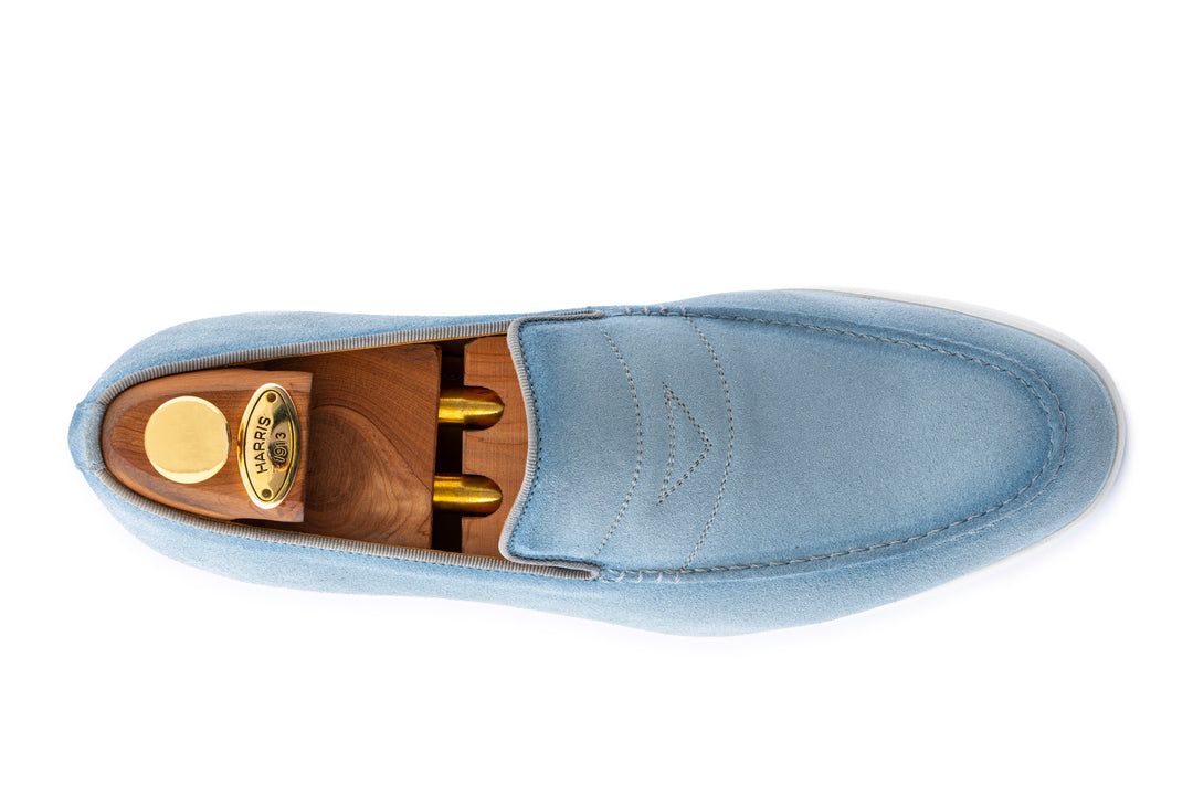 Suede moccasin and rubber sole