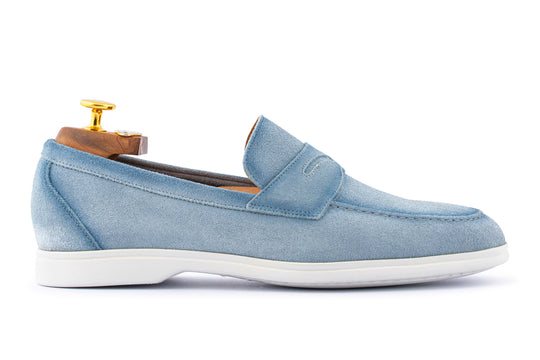 Mocassino in suede e suola in gomma