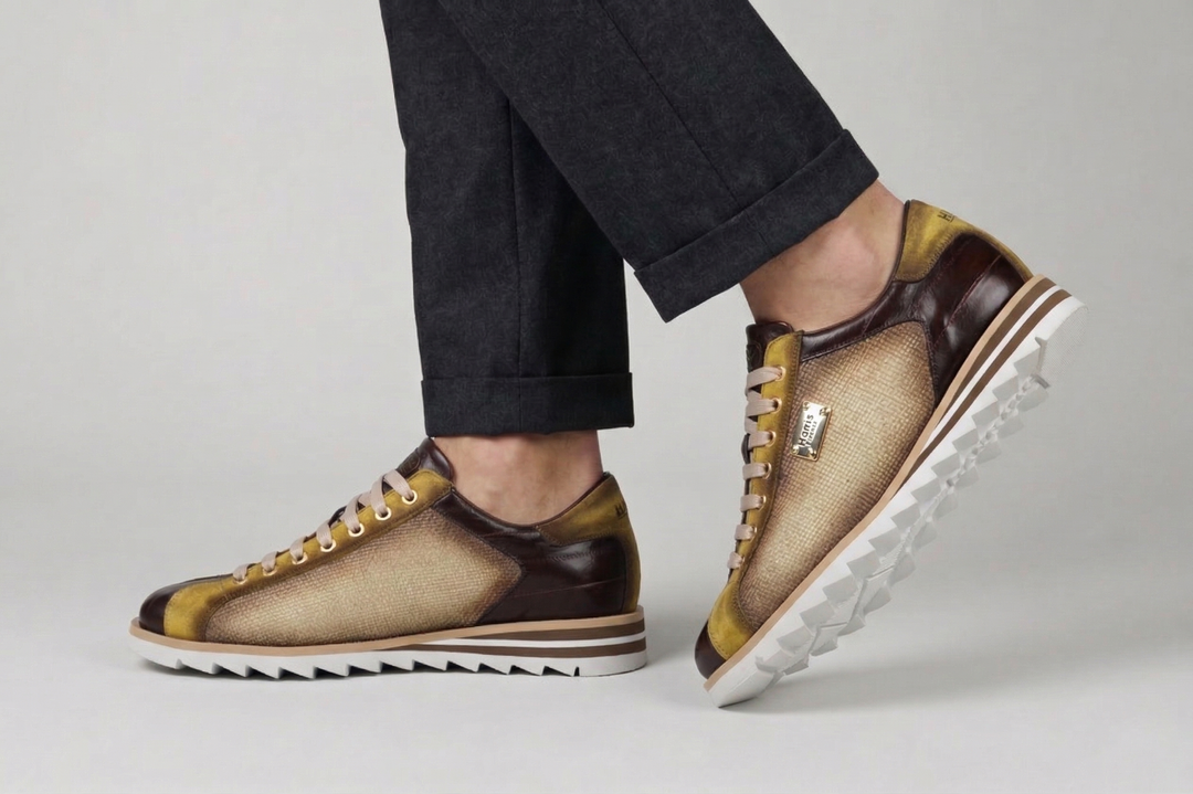 Sneakers in rafia, suede e anguilla