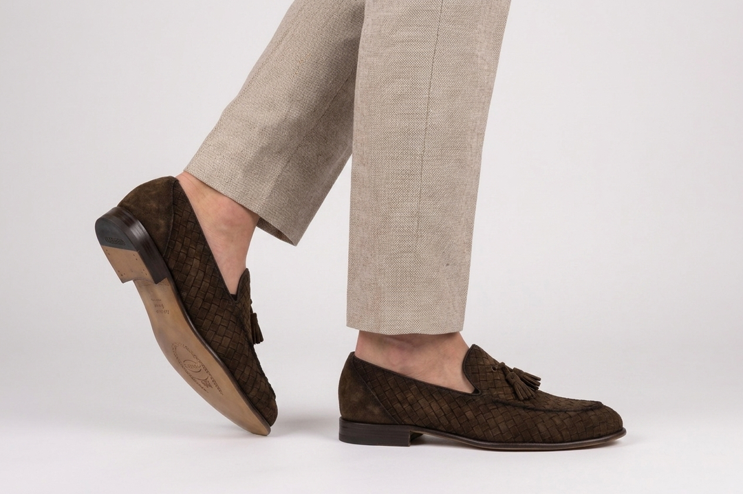Mocasín de ante tejido