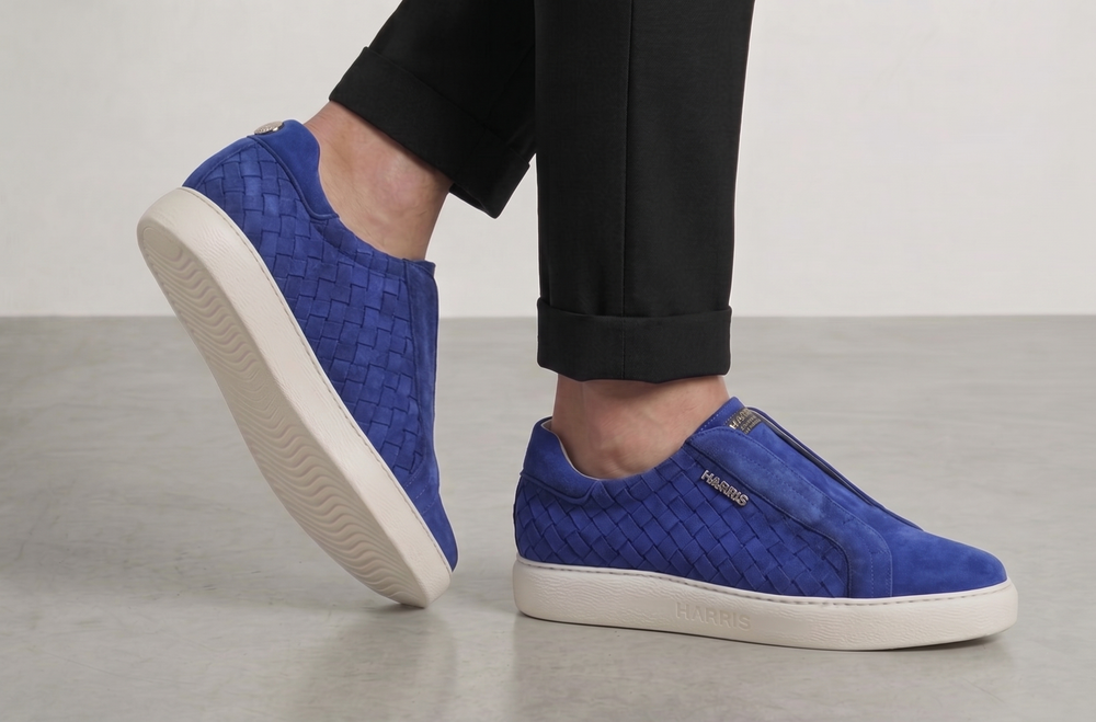 Zapatillas slip-on de piel tejida