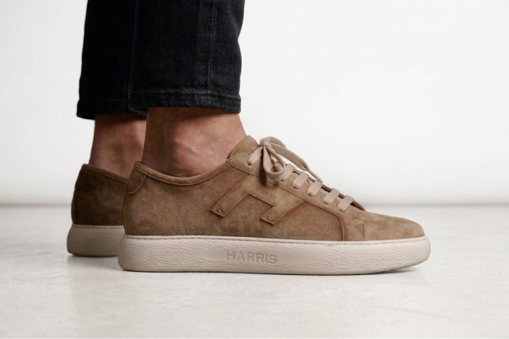 Sneakers in suede effetto tessuto