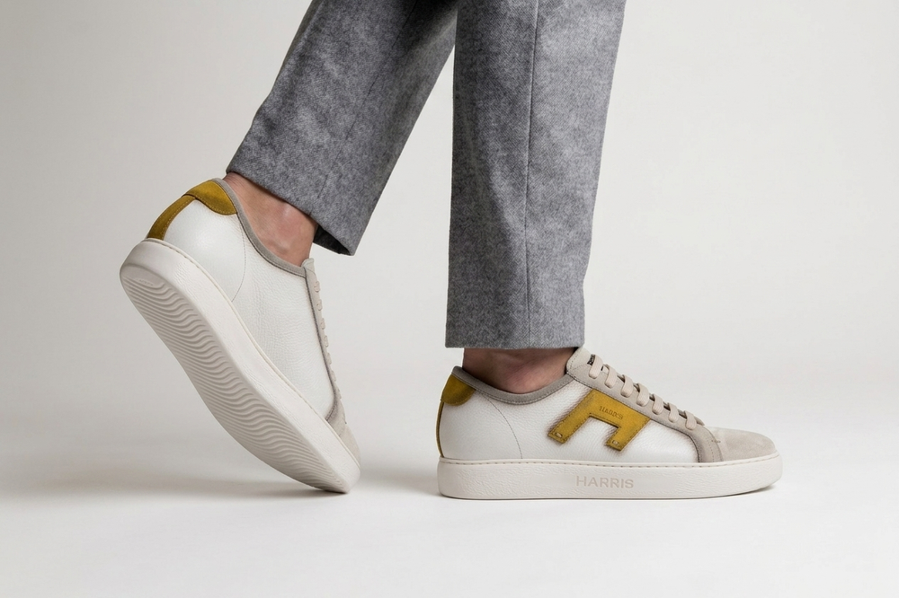 Leather and suede sneakers