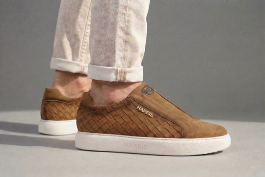 Slipon sneakers in woven leather