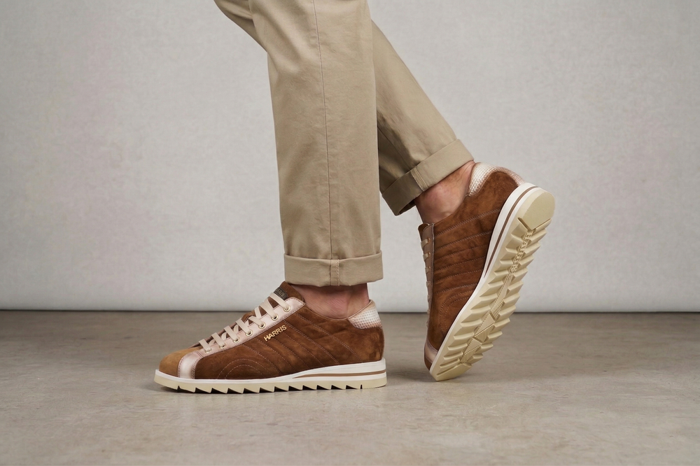 Sneakers in suede e pelle sfumata Bruciato