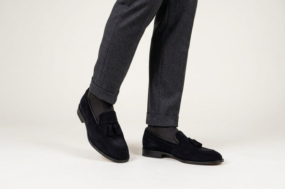 Moccasin with pom pom 0964 – Blue