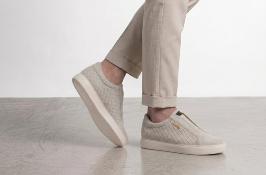 Woven leather slip-on sneakers