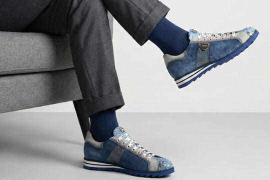 Suede and python sneakers