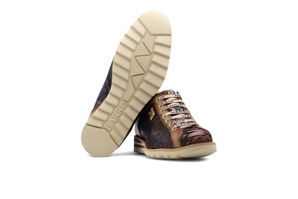 Hand shaded precious leather sneakers