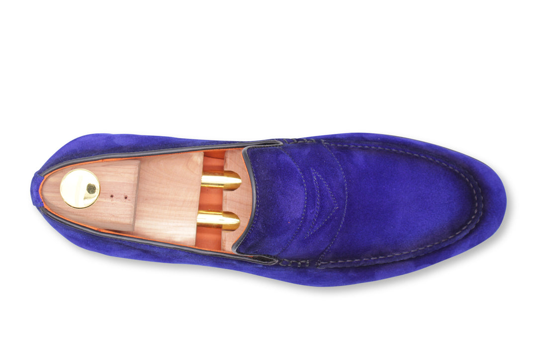 Mocassino in suede con passante imbottito
