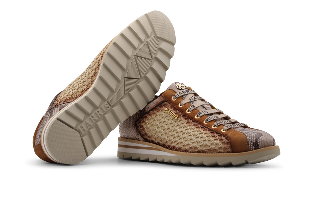 Sneakers in pitone e rafia