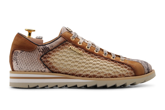 Sneakers in pitone e rafia