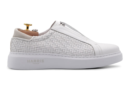 Sneakers slipon in pelle intrecciata