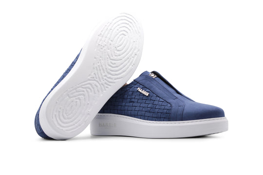 Sneakers slipon in pelle scamosciata intrecciata