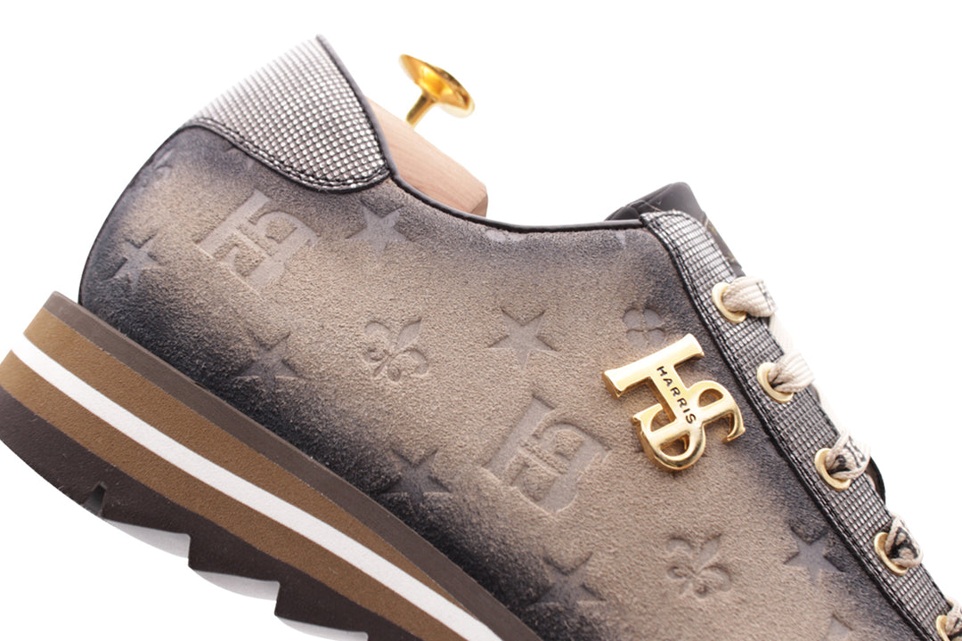 Sneakers in suede e pelle stampata