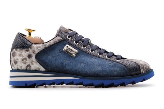Sneakers in suede e pitone