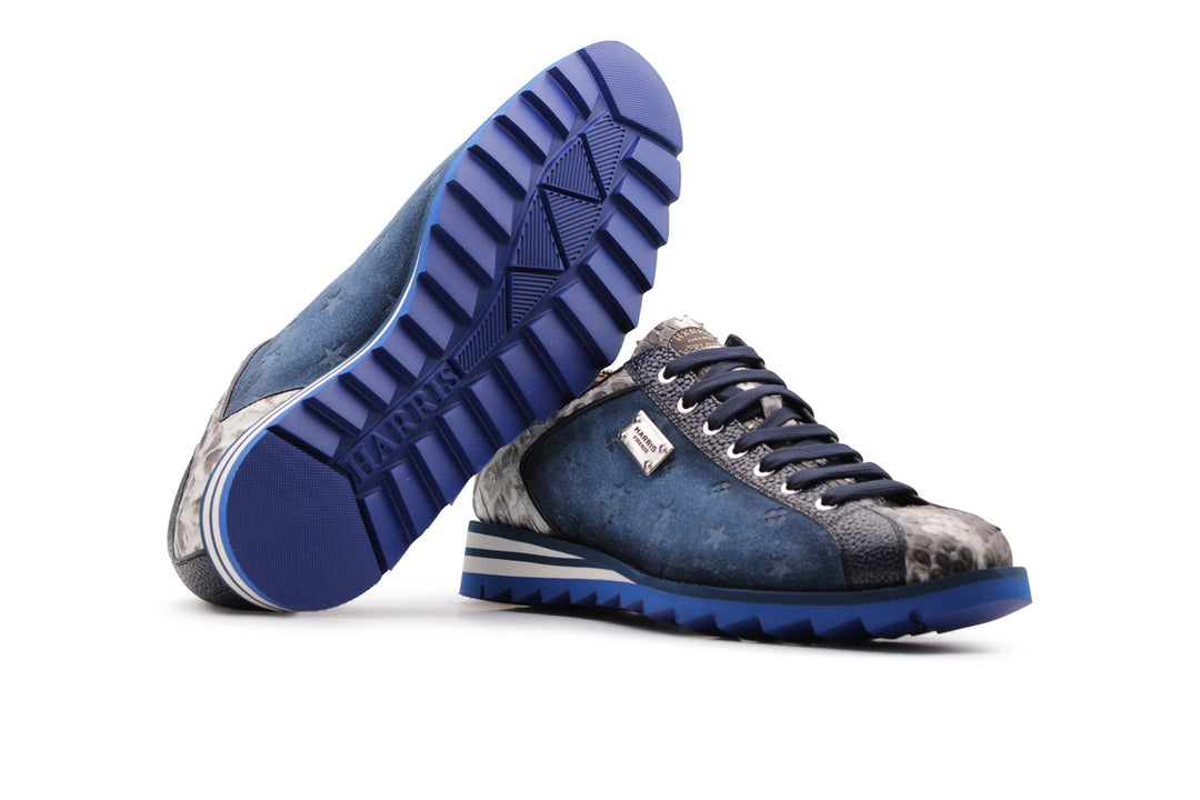 Sneakers in suede e pitone