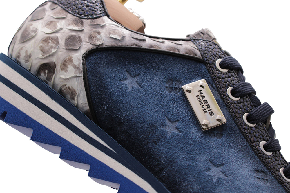 Sneakers in suede e pitone