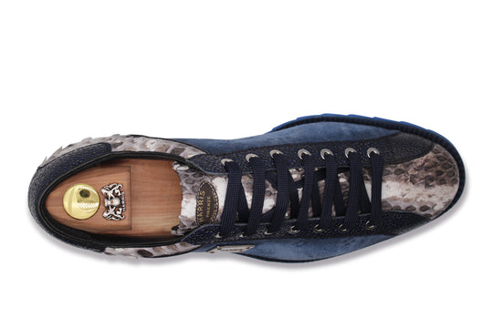 Sneakers in suede e pitone