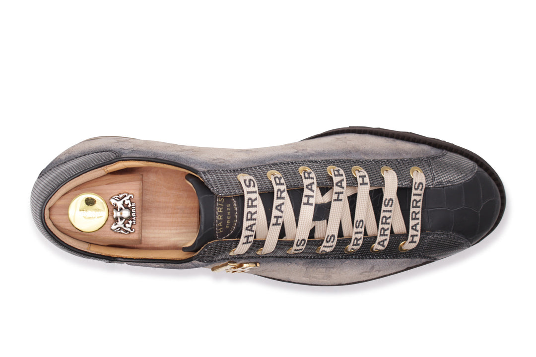 Sneakers in suede e pelle stampata
